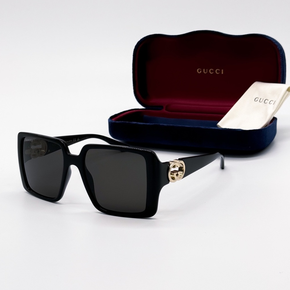 NEW GUCCI GG1692S 001 SQUARE BLACK GREY WOMEN SUNGLASSES GUCCI